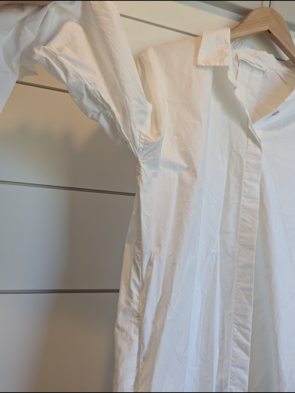 Assembly Label White Mini Shirt Dress Size 6 Small Long Sleeve Crisp - Picture 4 of 11